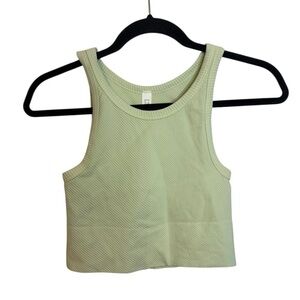 LT Basics Key Lime Green Seamless Ribbed Cropped Active Tank